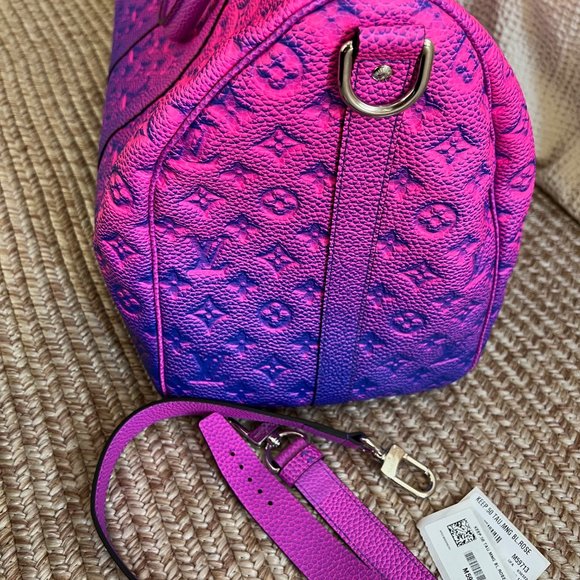 Louis Vuitton Virgil Pink Blue Monogram Illusion Keepall Bandouliere 50 Duffle - Picture 10 of 15